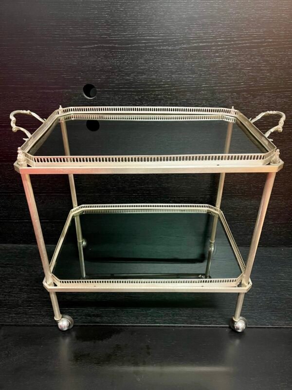 Carrello bar portavivande in bronzo argentato anni '70 italian - Image 4