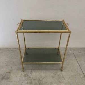 Carrello Portavivande in ottone stile bambu anni '80 italian