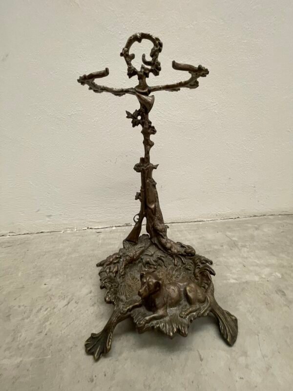 Antico portaombrelli francese del XX secolo in bronzo con figura di cane da caccia - Image 3