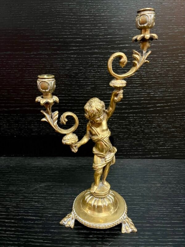 Candelieri in bronzo putti a 2 fiamme francese XIX secolo