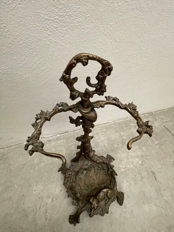 Antico portaombrelli francese del XX secolo in bronzo con figura di cane da caccia - Image 11