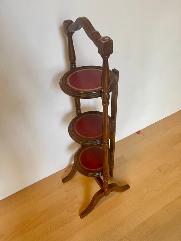 Tavolinetto pieghuevole tre piani in legno vintage - Image 7