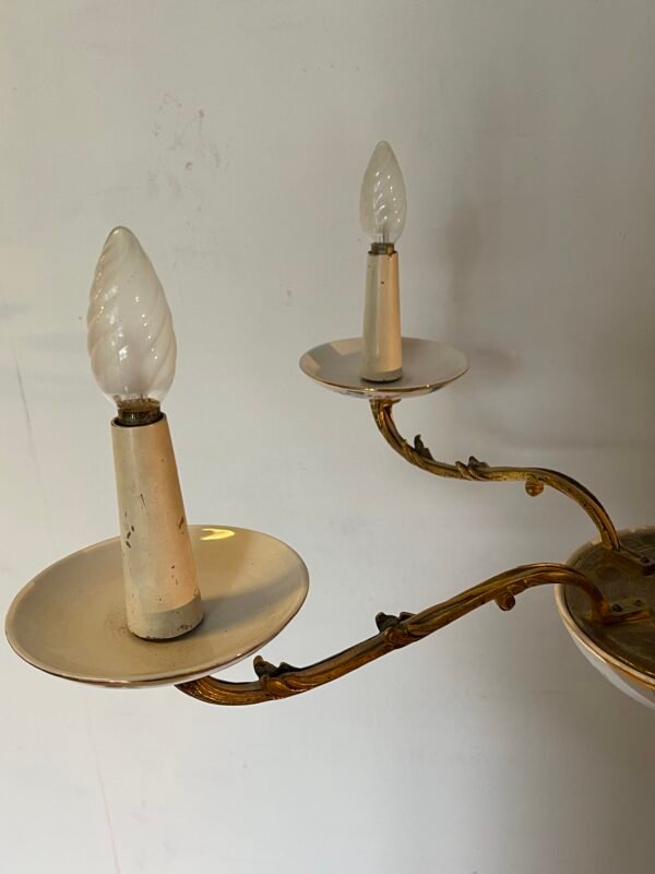 Lampadario vintage in ottone dorato e cristallo - Image 5