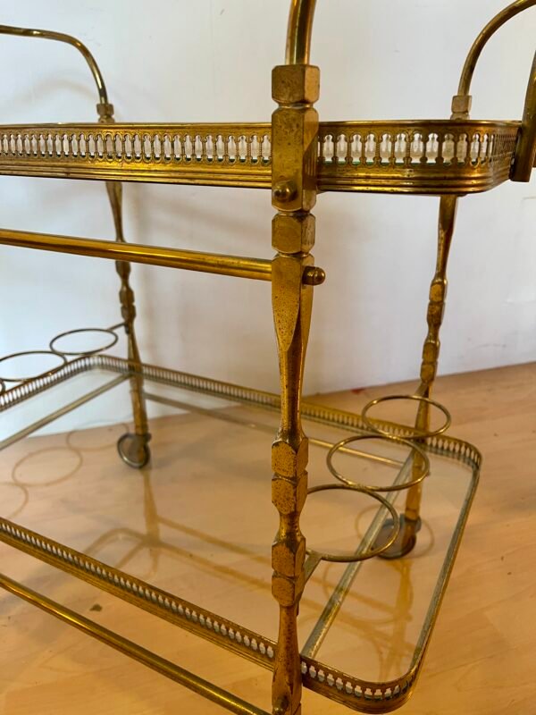 Carrello Bar Vintage in Ottone con Ruote – Stile Francese Anni ’50/’60 - Image 2