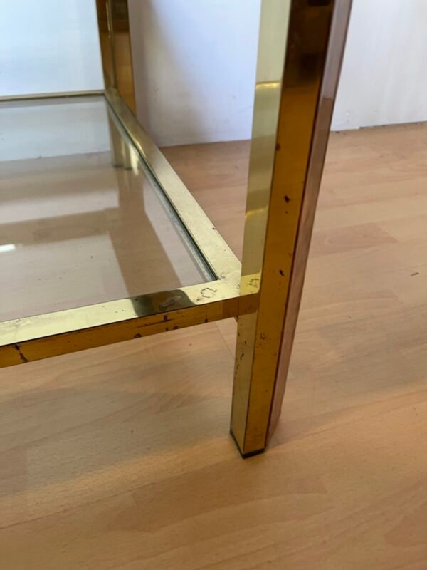 Tavolino da Salotto in Ottone e Radica con Piano in Vetro – Anni '70/'80 - Image 3