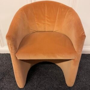 Poltroncina vintage in velluto arancio – design anni '70