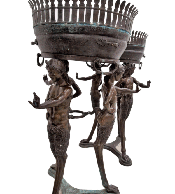 Coppia di fioriere in bronzo - Fauni tripode XIX - Image 3