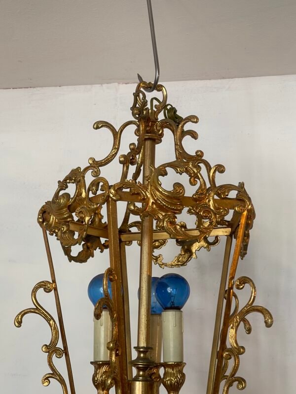 Lampadario Antico in Bronzo Dorato Stile Barocco - Image 5