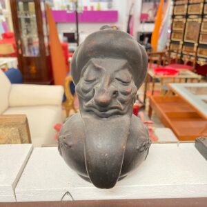 Scultura in terracotta nera – volto orientale con turbante