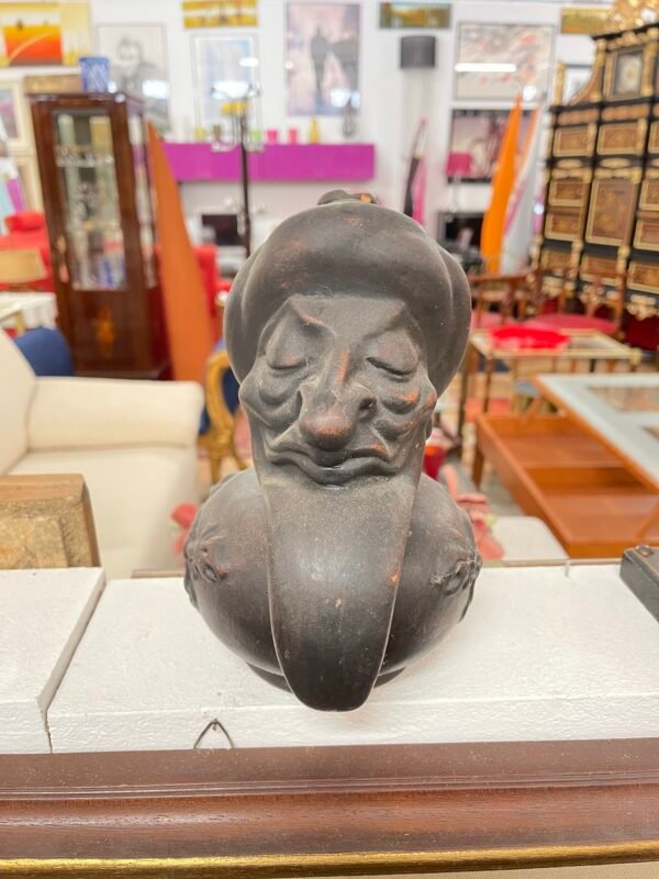 Scultura in terracotta nera – volto orientale con turbante