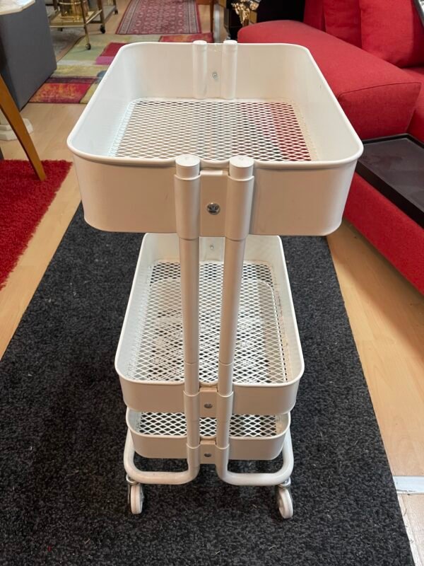 Carrello portaoggetti in metallo bianco a 3 livelli – Con ruote - Image 2