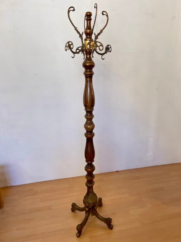 Attaccapanni vintage in legno e ottone - Stile classico