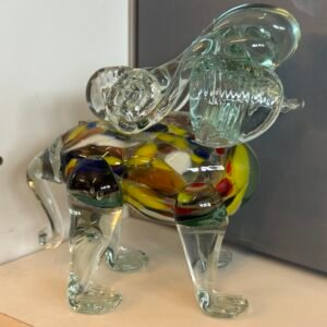 Scultura in Vetro di Murano – Cane con Dettagli Policromi