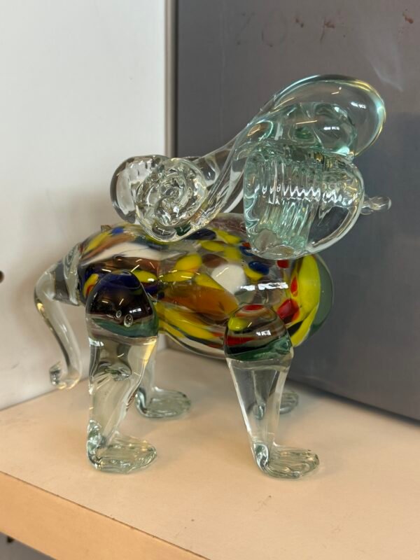 Scultura in Vetro di Murano – Cane con Dettagli Policromi