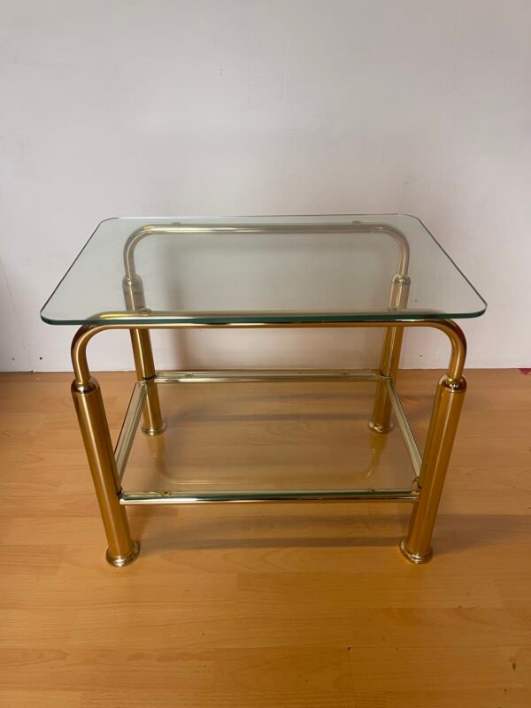 Tavolino in ottone e vetro, stile Moderno anni '70