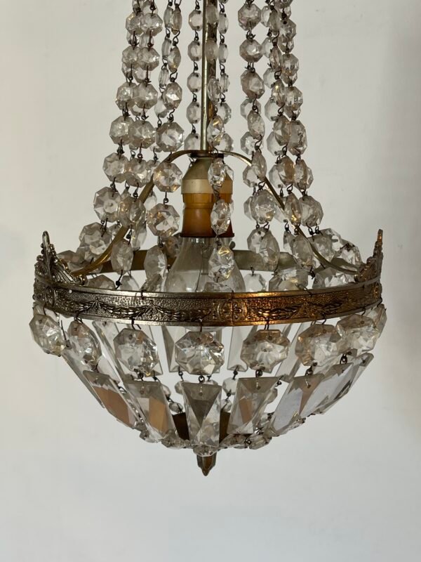 lampadario in cristallo e ottone dorato - Image 3