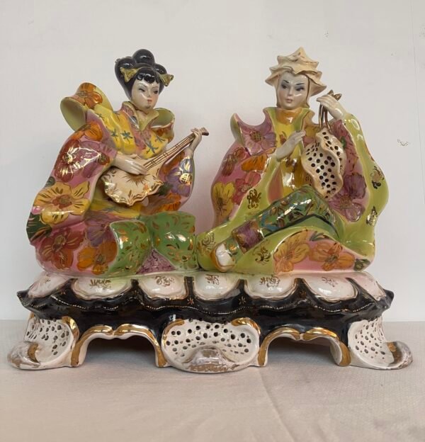 Coppia Orientale in ceramica Policroma - Italia, Anni 50/'60 - Immagine 4