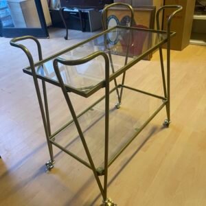 Carrello portavivande in ottone e vetro