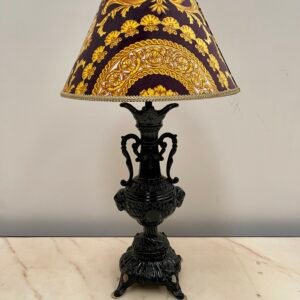 Lampada da Tavolo in Ghisa con Paralume Decorativo in Stile Barocco