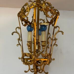 Lampadario a Lanterna in Ferro Dorato – Stile Barocco, Anni '50/'60