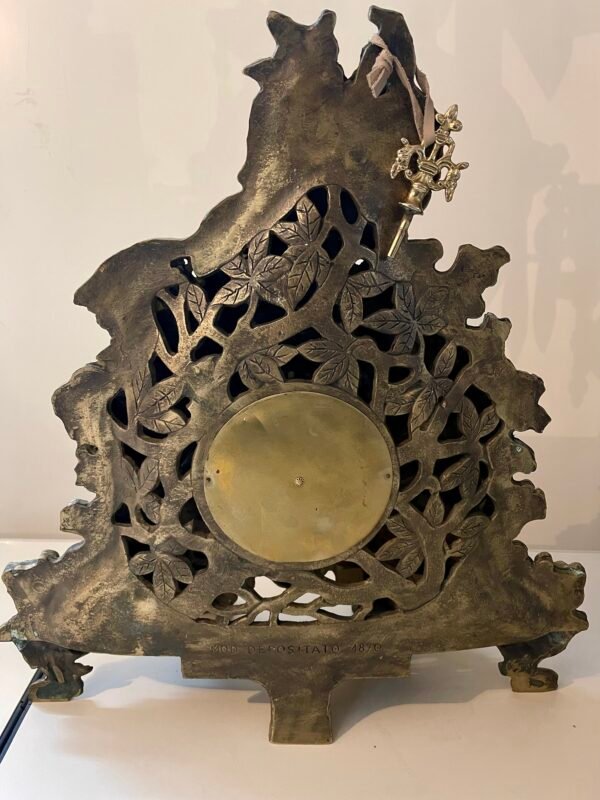 Orologio da caminetto in bronzo con scena di caccia a cavallo - Image 5