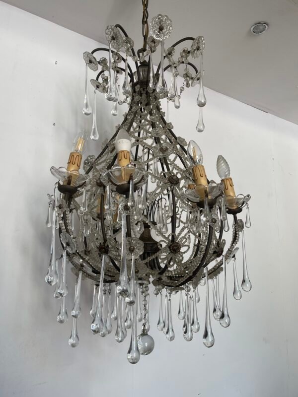 Lampadario in stile Maria Teresa con gocce in cristallo - Image 5