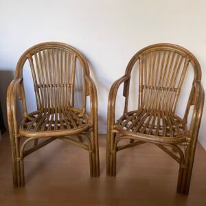 Coppia di sedie vintage in bambù e rattan