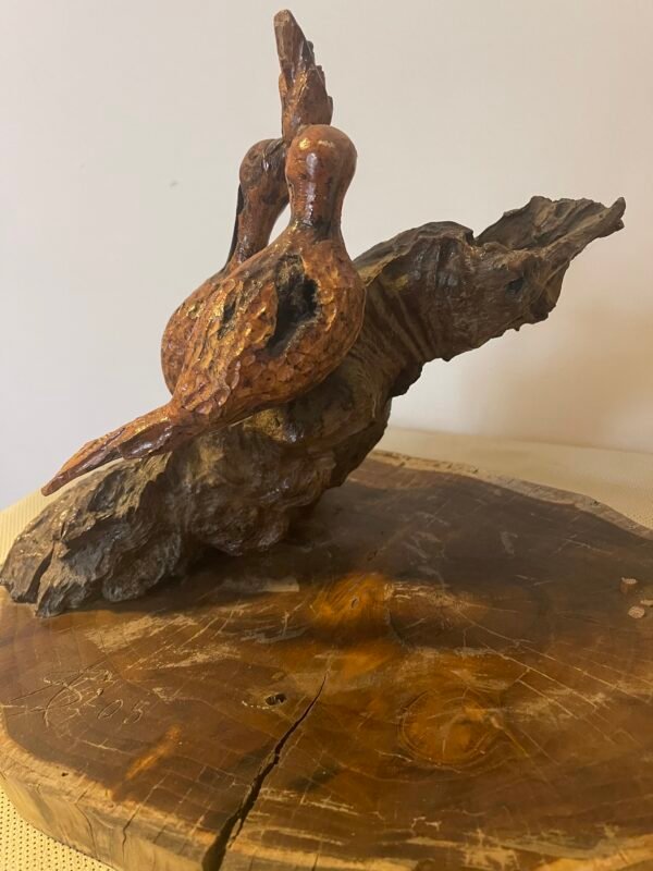 Scultura in legno intagliato con uccelli - Image 3