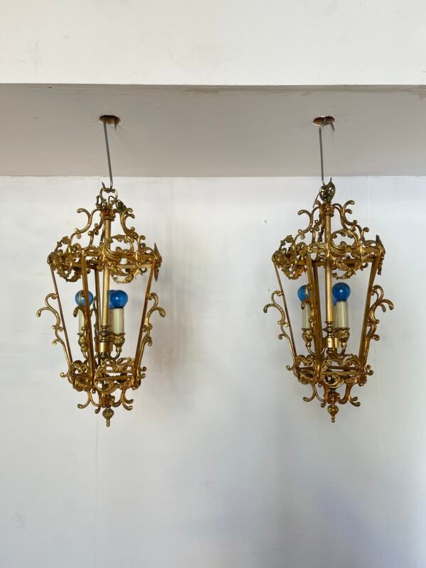 Lampadario Antico in Bronzo Dorato Stile Barocco - Image 4