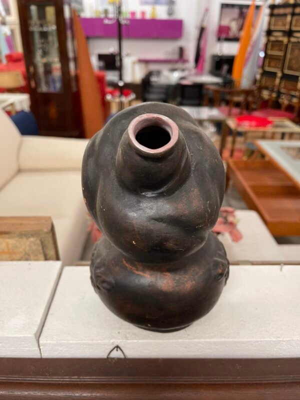Scultura in terracotta nera – volto orientale con turbante - Image 4