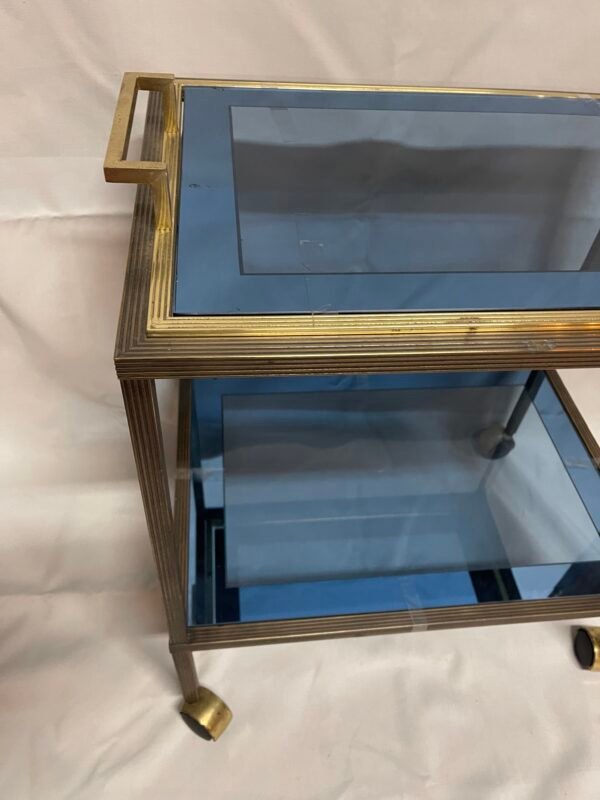 Carrello bar metallo vintage in vetro blu anni '90 - Image 2