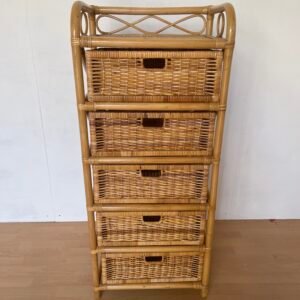 Cassettiera in Rattan Naturale a 5 Cassetti