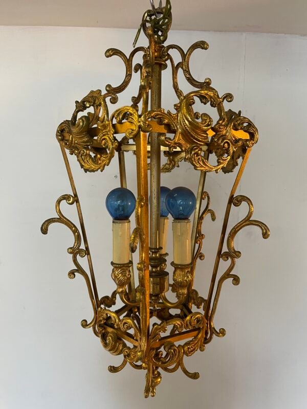 Lampadario a Lanterna in Ferro Dorato – Stile Barocco, Anni '50/'60 - Image 5