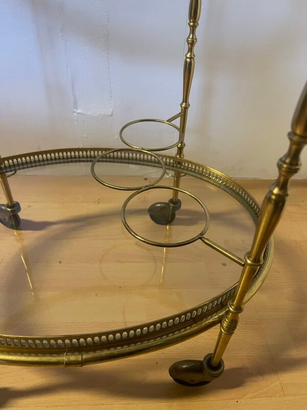 Carrello bar vintage in ottone e vetro - Image 4
