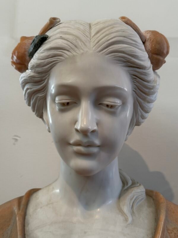 Busto Policromo in Marmo – Giovane Donna in Abito Classico - Image 2