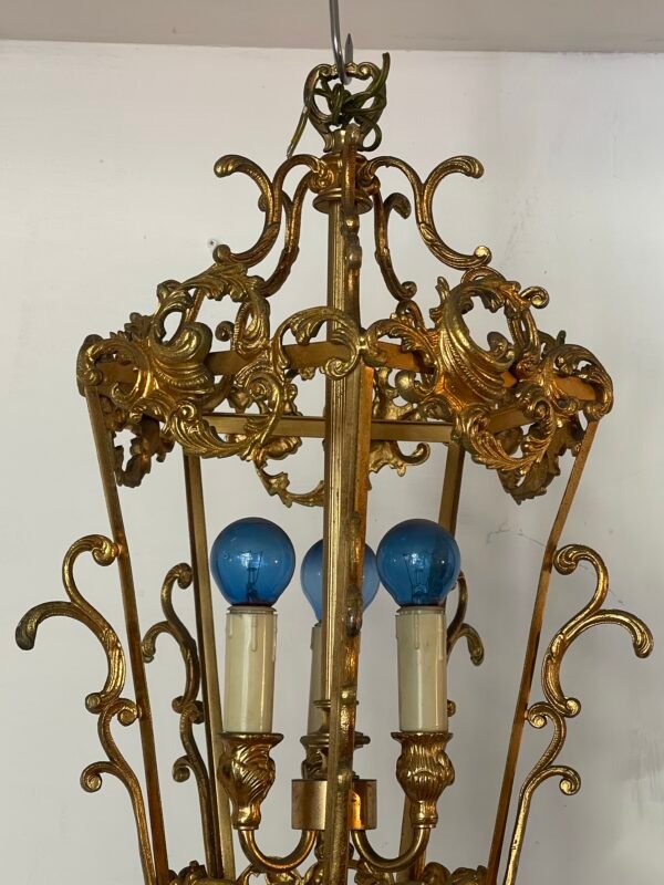 Lampadario Antico in Bronzo Dorato Stile Barocco - Image 3