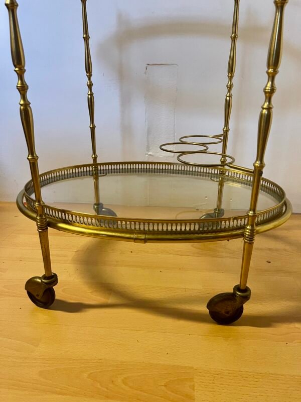 Carrello bar vintage in ottone e vetro - Image 2
