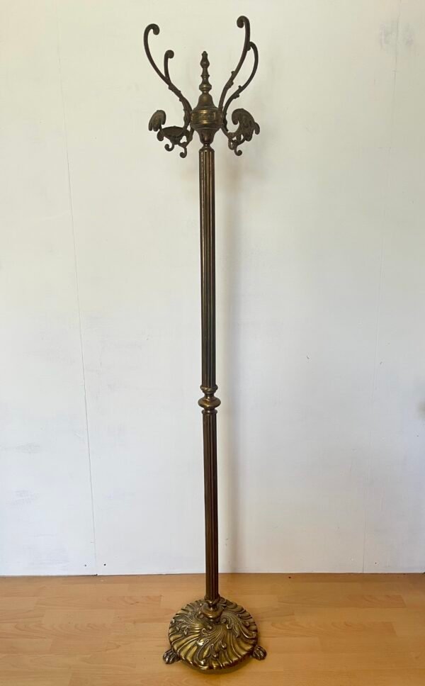 Appendiabiti a Piantana in Ottone Stile Liberty con Base Ornamentale