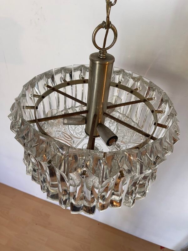 Lampadario vintage in cristallo e ottone - Image 5