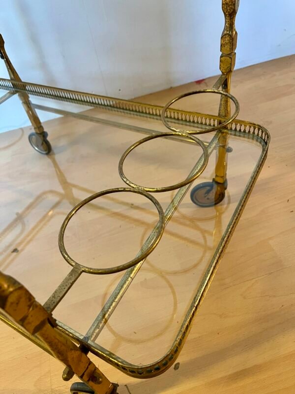 Carrello Bar Vintage in Ottone con Ruote – Stile Francese Anni ’50/’60 - Image 4