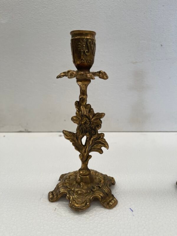 Set di 4 Candelabri Antichi in Bronzo Cesellato - Image 5
