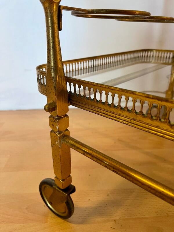 Carrello Bar Vintage in Ottone con Ruote – Stile Francese Anni ’50/’60 - Image 3