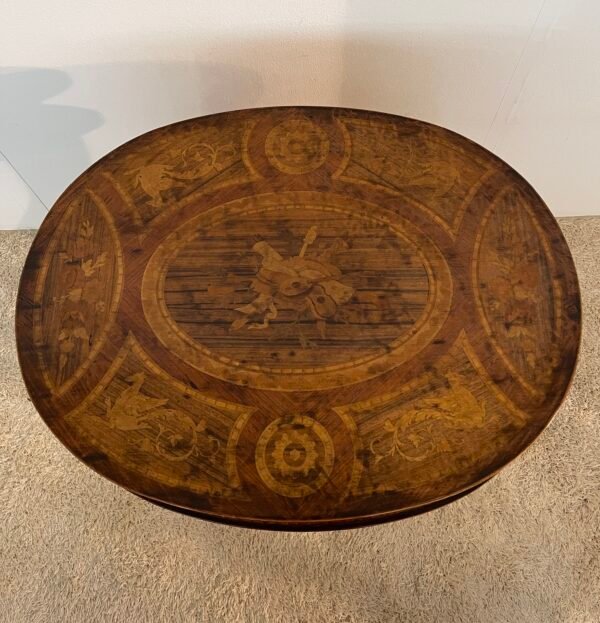 Tavolino Ovale con Intarsi – Stile Neoclassico, Epoca Fine '800 / Inizi '900 - Image 3