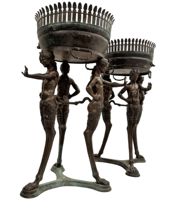 Coppia di fioriere in bronzo - Fauni tripode XIX - Image 7