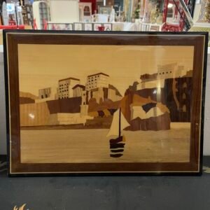 Intarsio ligneo paesaggio marinaro