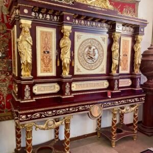 Credenza Impero con cariatidi dorate