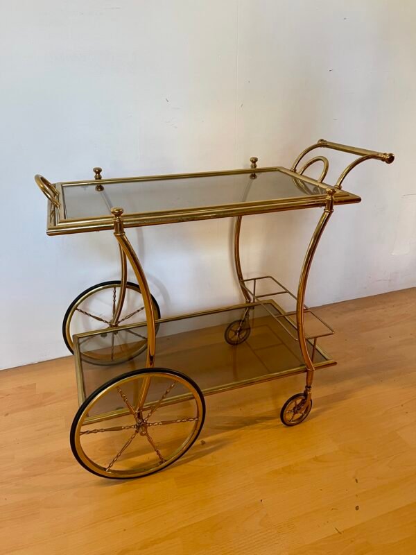 Carrello da Servizio Vintage in Ottone e Vetro – Bar Trolley Anni ’60/’70