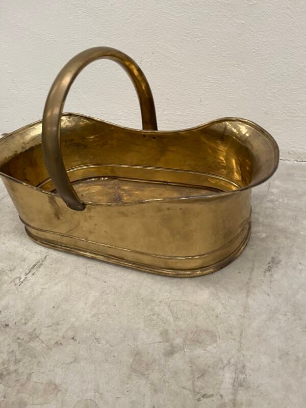 Cestino vintage in ottone – porta legna o riviste - Image 4