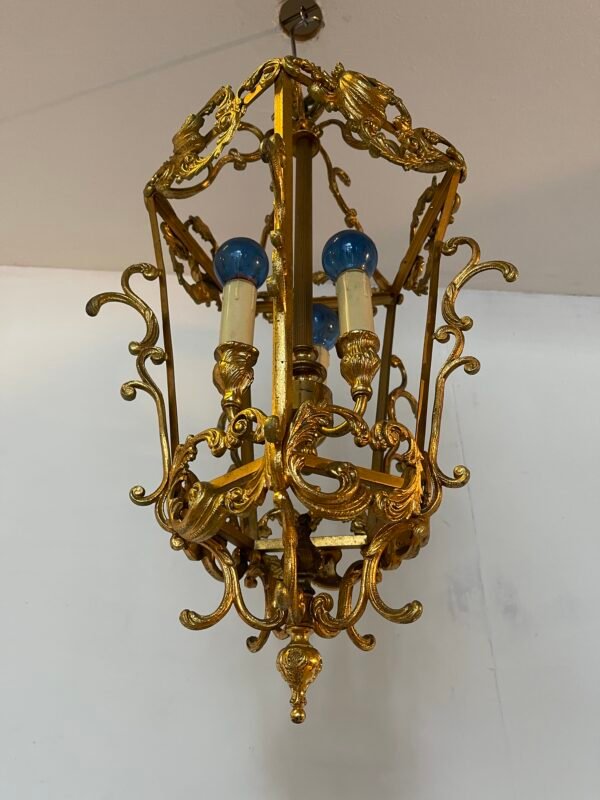 Lampadario a Lanterna in Ferro Dorato – Stile Barocco, Anni '50/'60 - Image 2