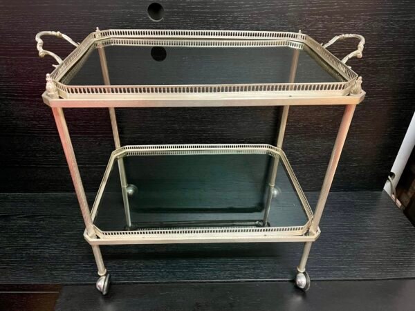 Carrello da tè/bar in metallo argentato e vetro – Design classico vintage - Image 4